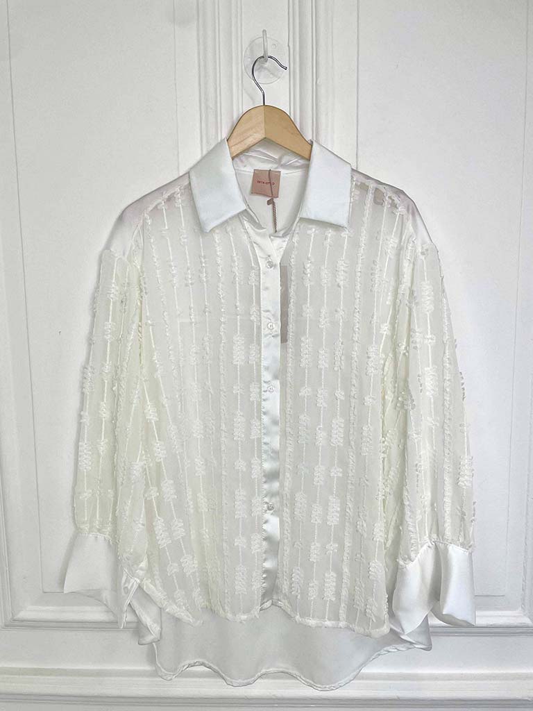 Textured Sheer Classic Shirt - Winter White