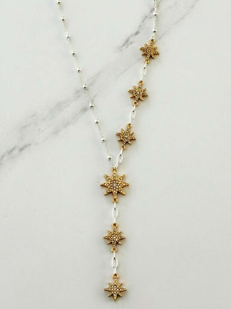 Envy Star Shimmer Drop Necklace - Gold & Silver