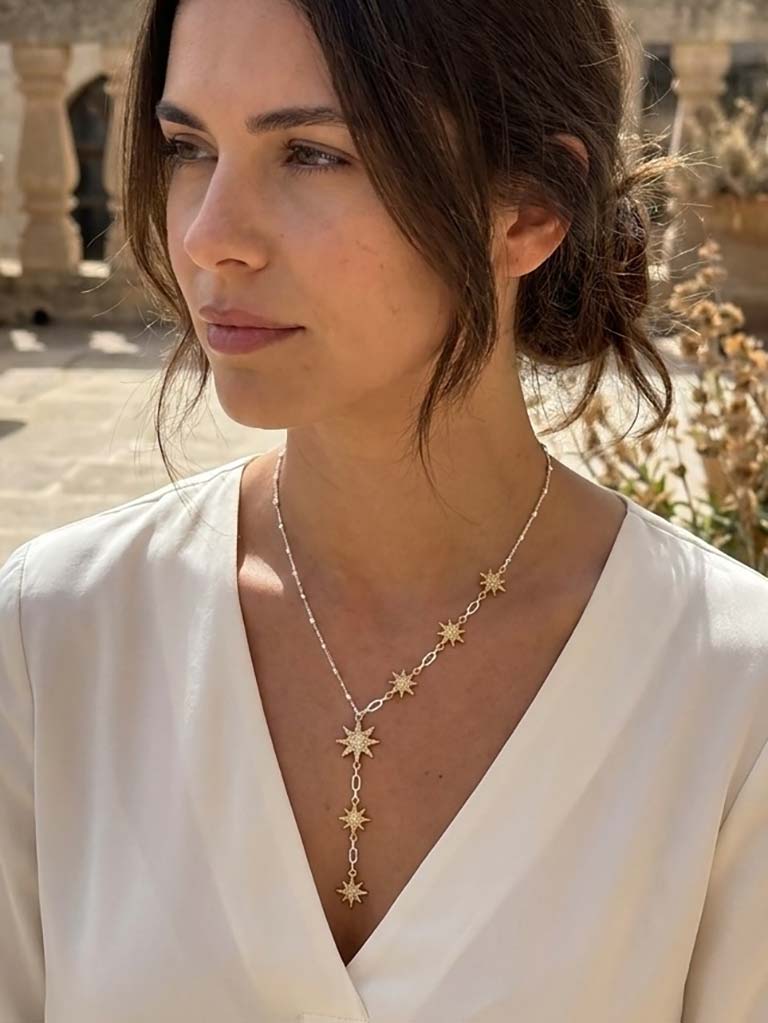 Envy Star Shimmer Drop Necklace - Gold & Silver