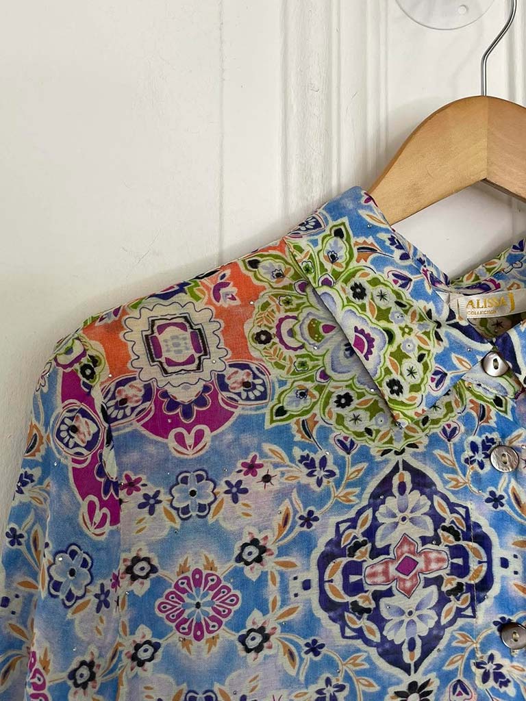 Malissa J Patchwork Tiered Dress - Blue