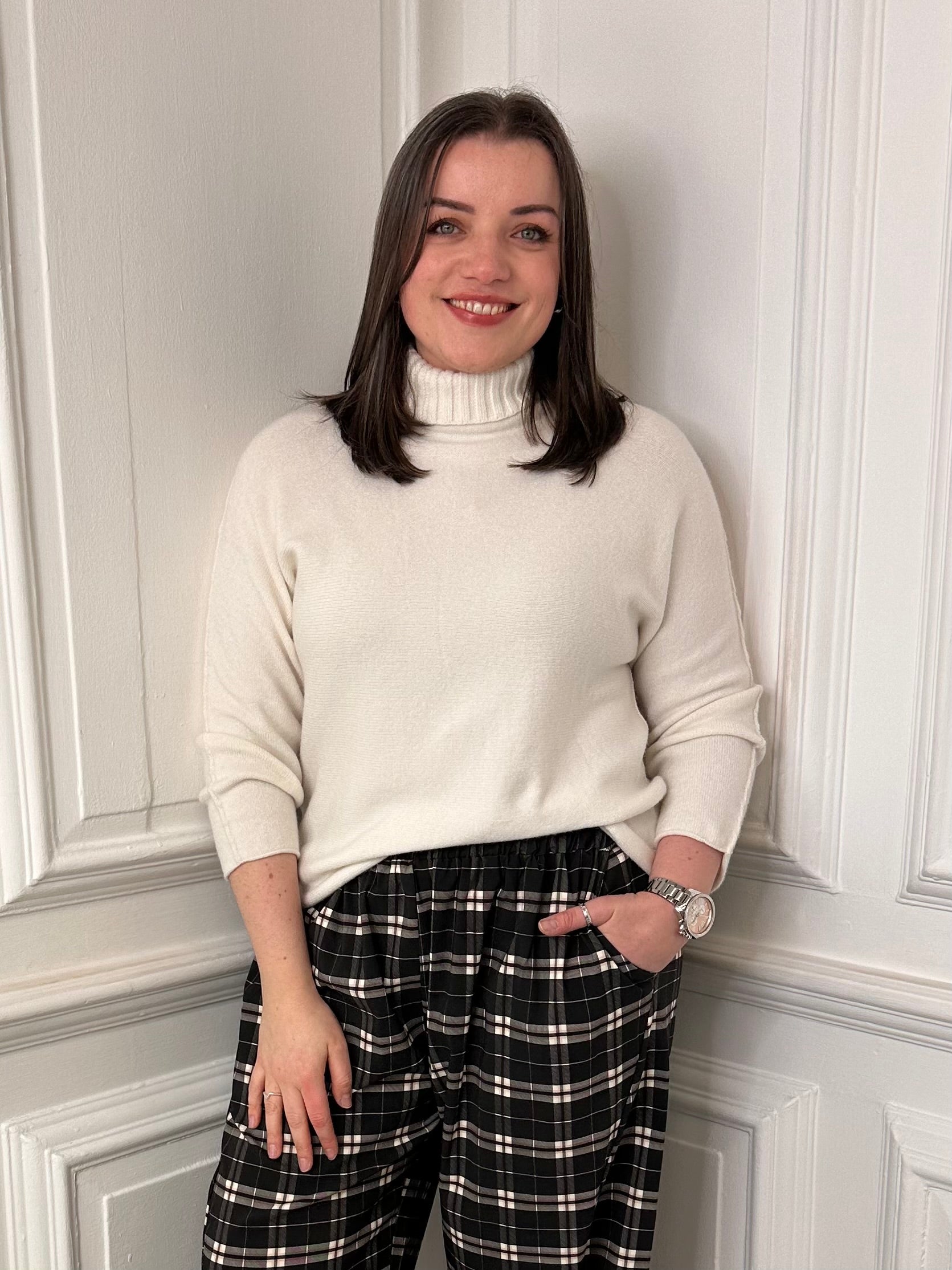 Rib Neck Polo Knit - Warm White