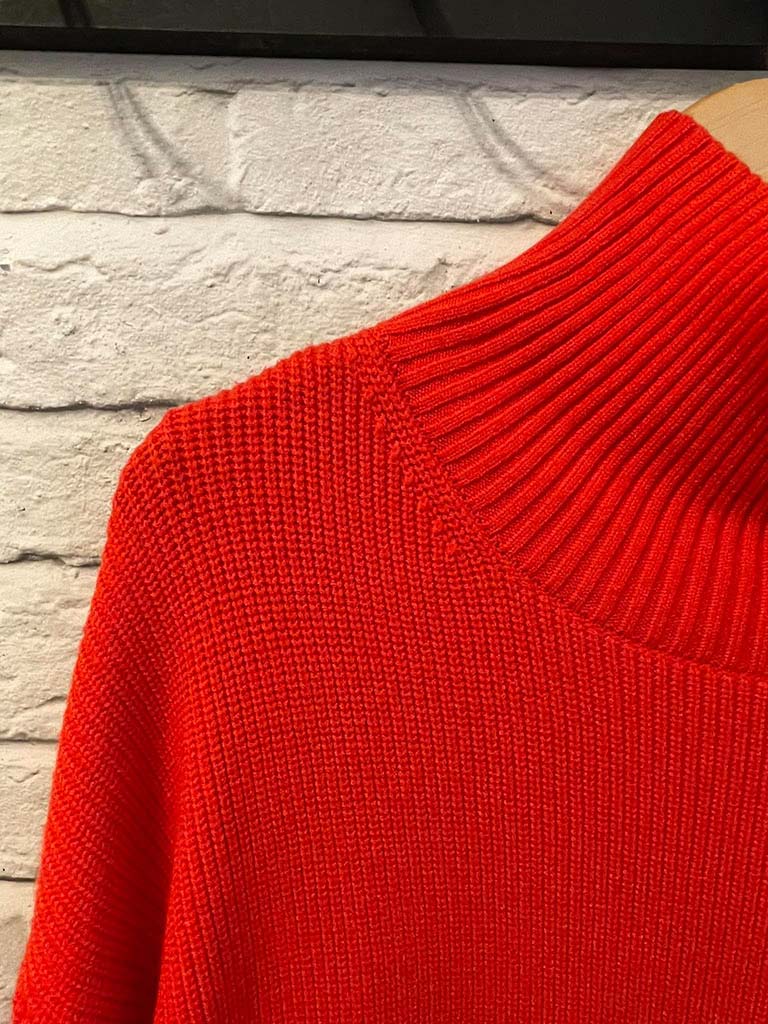 Malissa J High Neck Ribbed Knit - Blood Orange