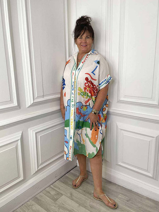 Italia Print Shirt Dress