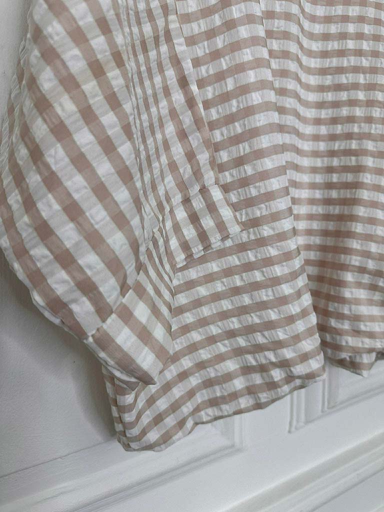 Gingham Gathered Hem Top - Sand