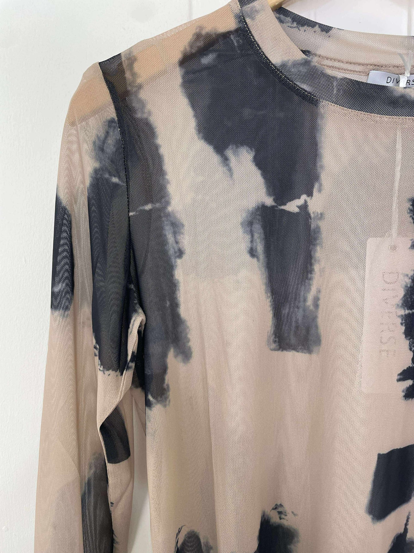Grunge Mesh Layering Top - Mocha & Black