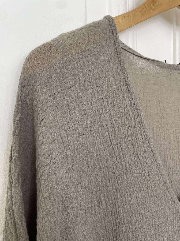 Seersucker Drawstring Top - Driftwood