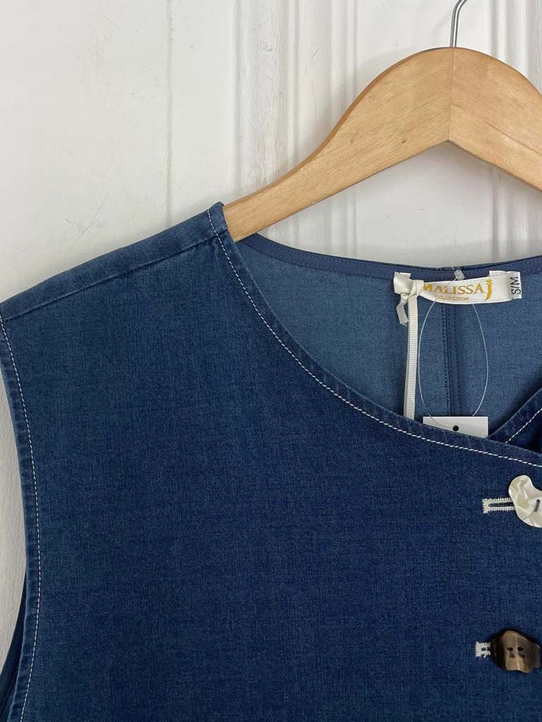 Malissa J Asymmetric Denim Waistcoat