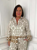 Tile Print Classic Shirt - Mocha