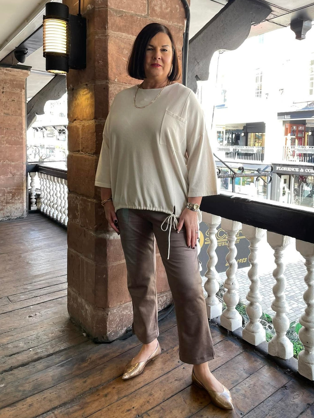 Malissa J Faux Suede Cigarette Trousers - Mushroom