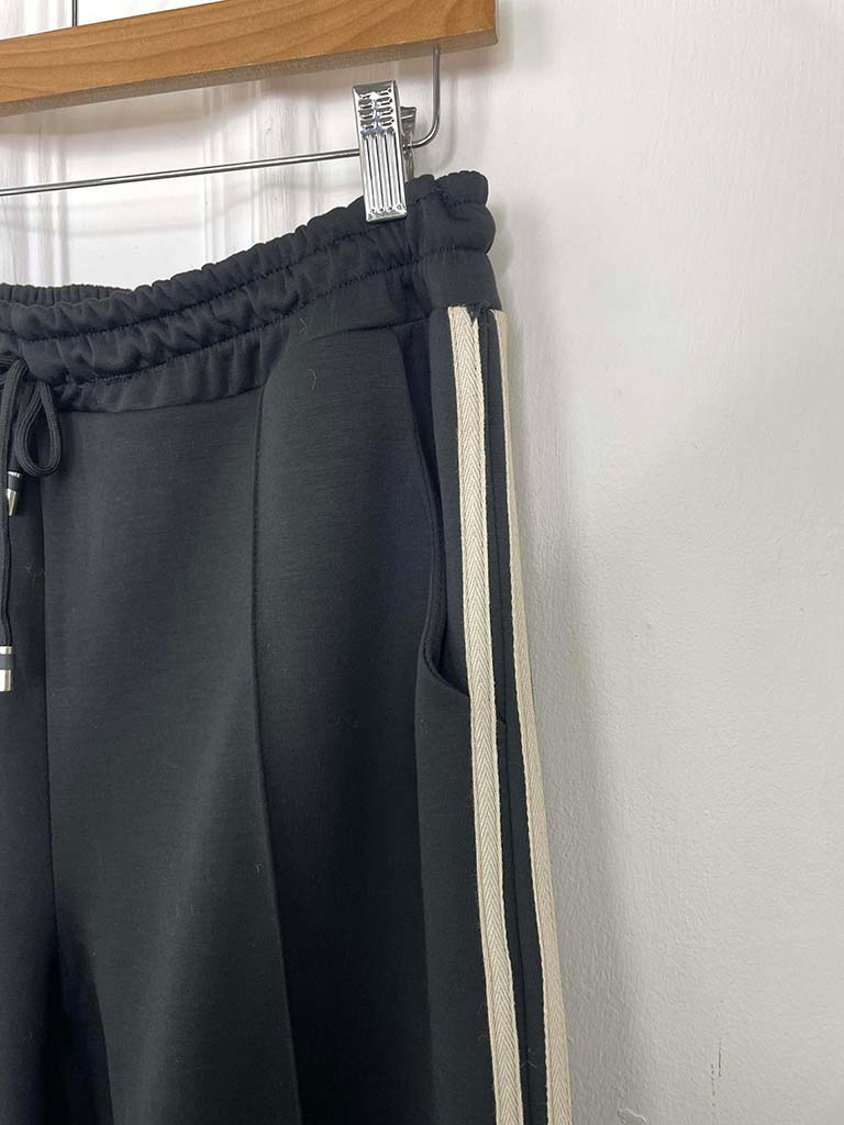 Side Stripe Jersey Joggers - Black