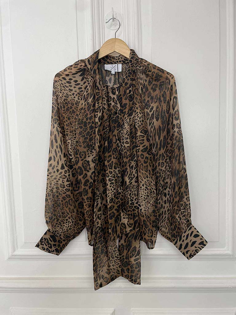 Ombré Leopard Pussybow Blouse