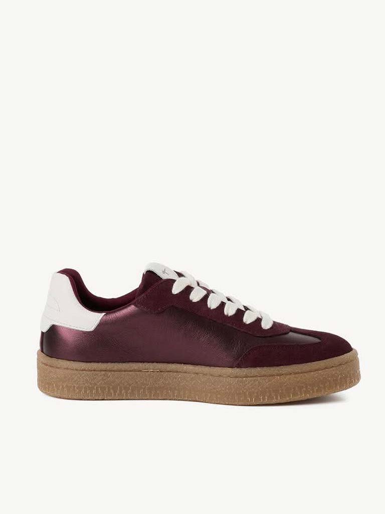Tamaris Leather Trainers - Bordeaux Metallic
