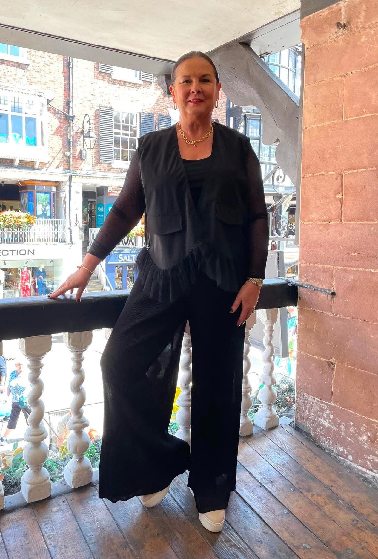 Malissa J Scooped Tulle Ruffle Waistcoat