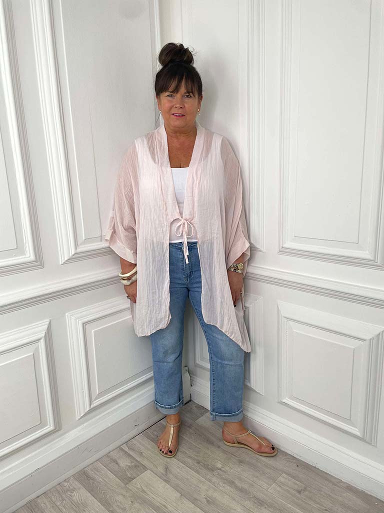 Oversized Tie Kimono - Blush