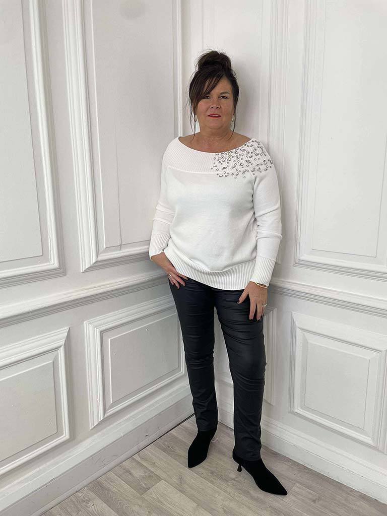 Malissa J Belle Bardot Knit - Winter White