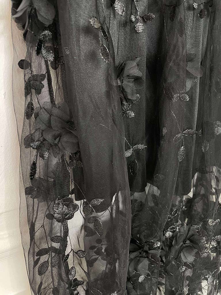 Floral Tulle Skirt - Black