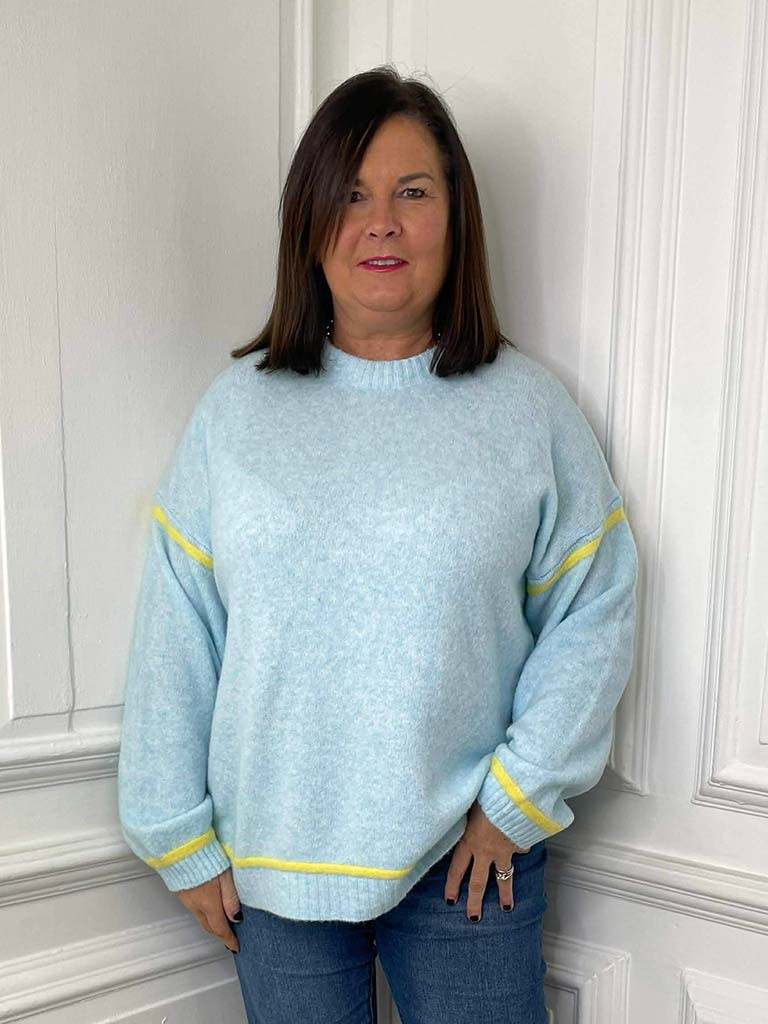 Contrast Stripe Knit - Sky