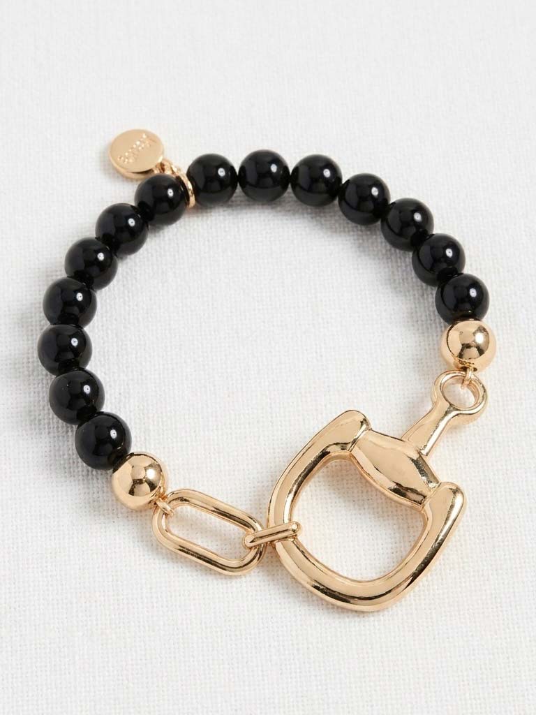 Envy Beaded Snaffle Bracelet - Black & Gold