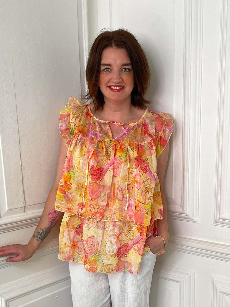 Summertime Blooms Layered Top - Peach