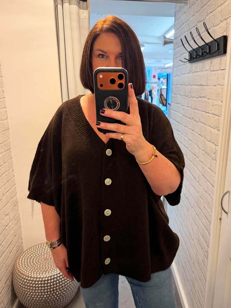 Slouchy Batwing Cardigan - Espresso