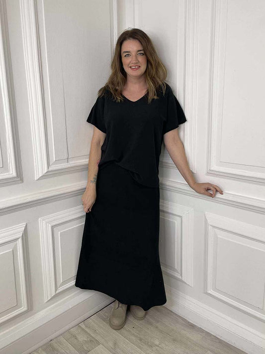 Knitted A-Line Skirt - Black