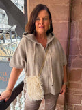 Malissa J Mongolian Fur Chain Bag - Stone