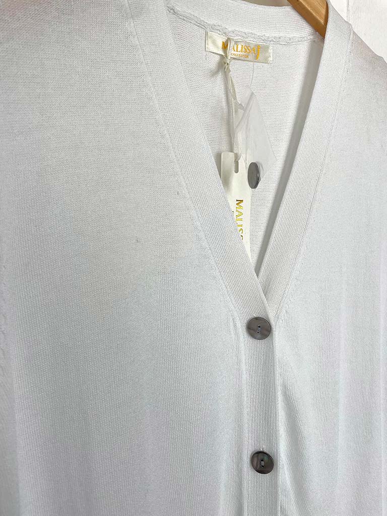 Malissa J Long Knitted Waistcoat - White