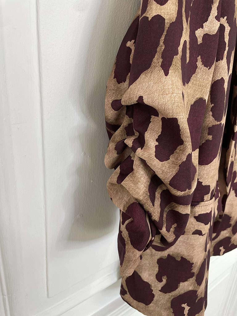 Abstract Animal Print Blazer - Plum