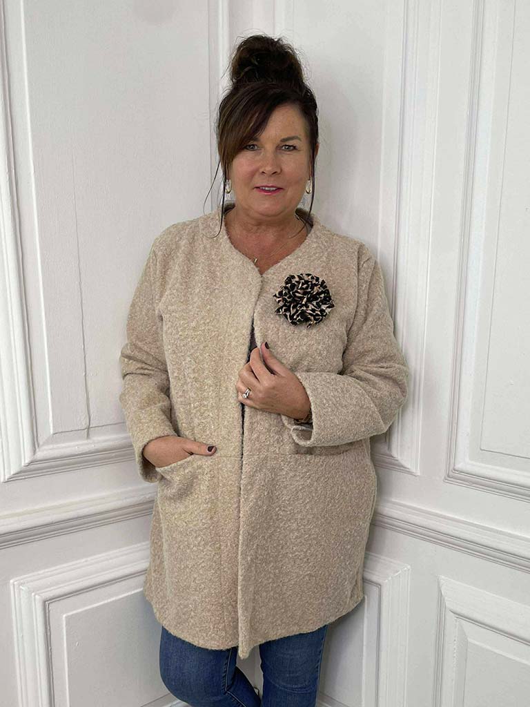 Boucle Corsage Jacket - Stone