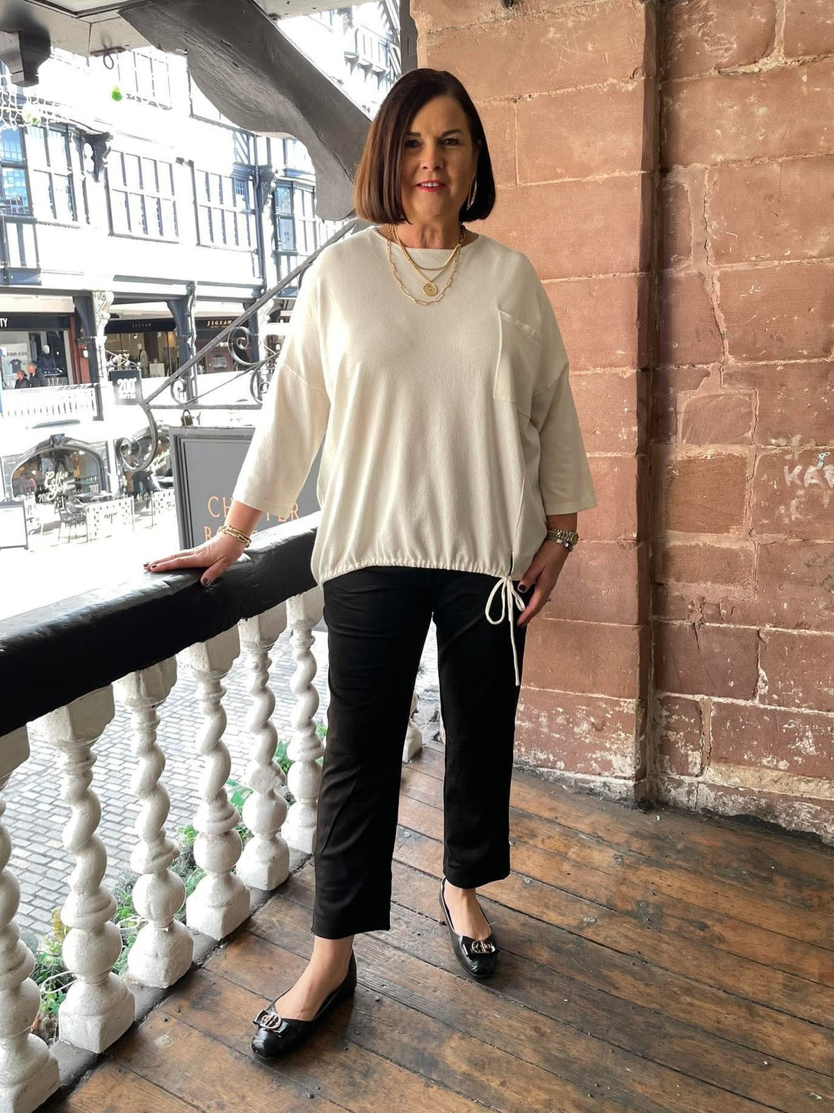 Drawstring Hem Knit - Ecru