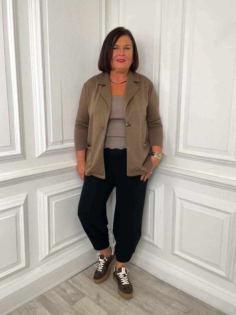 Malissa J Jersey Split Side Blazer - Coffee