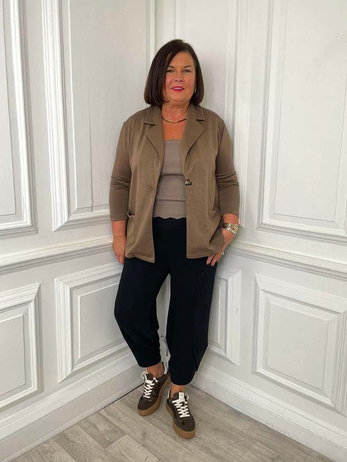 Malissa J Jersey Split Side Blazer - Coffee