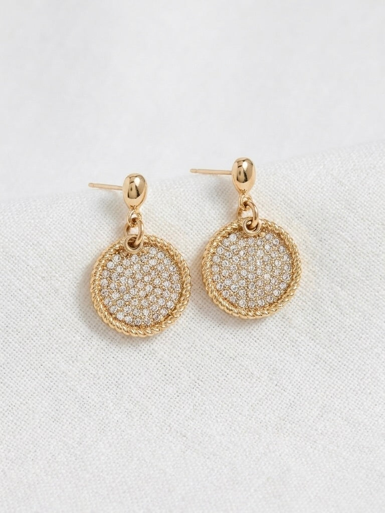 Envy Embellished Disc Earrings - Gold