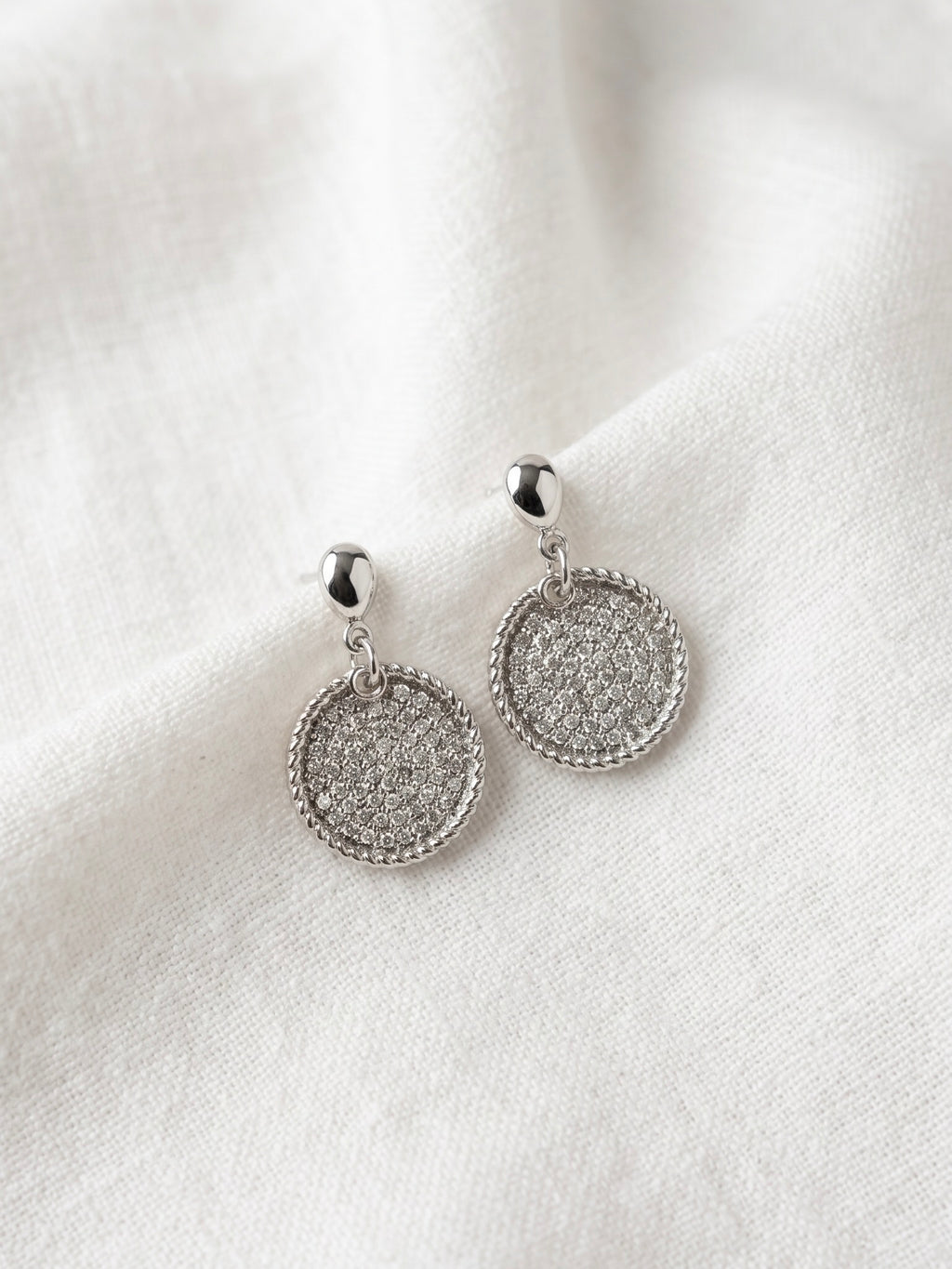 Envy Embellished Disc Earrings - Silver