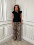 Wide Leg Leopard Print Joggers