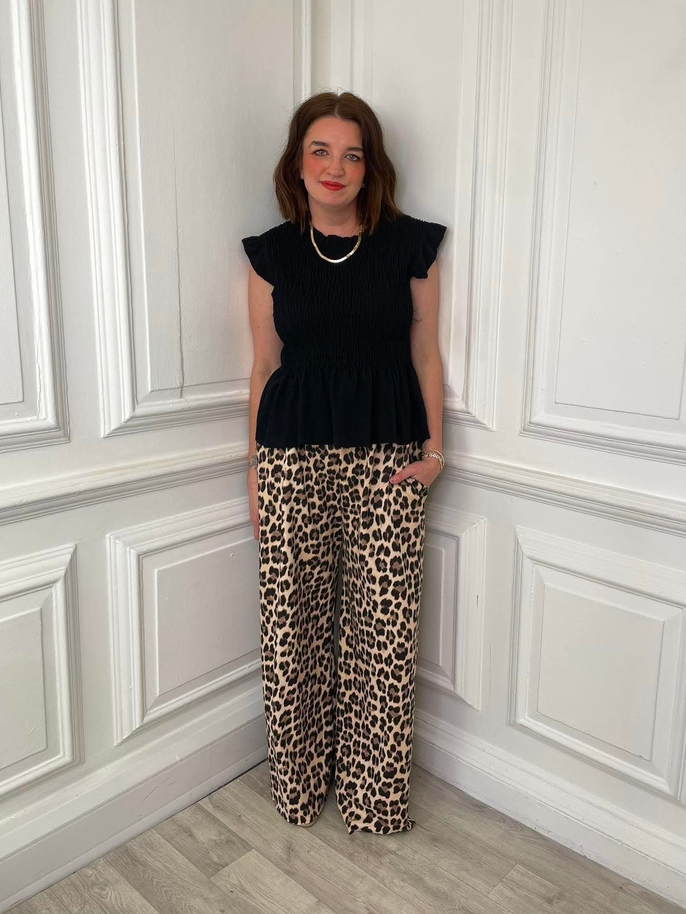 Wide Leg Leopard Print Joggers
