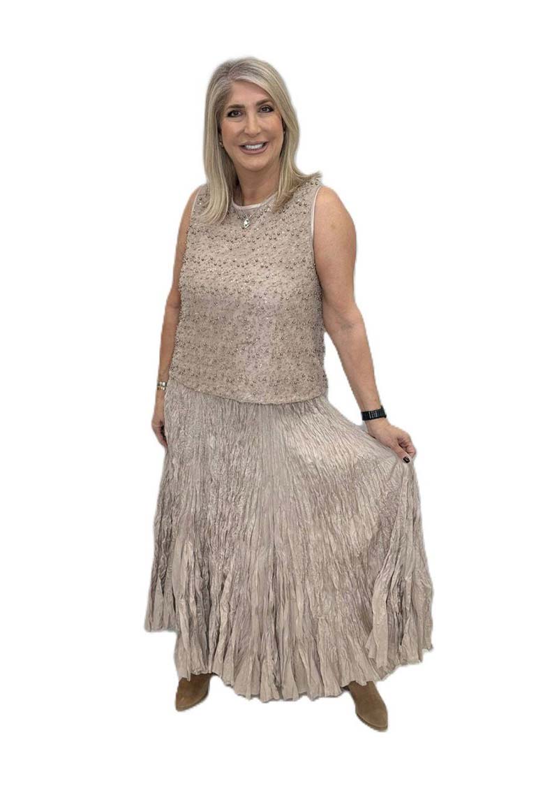 Malissa J Sequin Beaded Top - Coffee