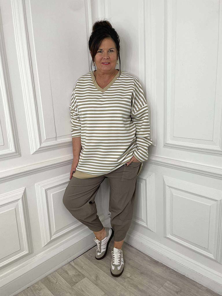 Stripe Sweat Top - Sand