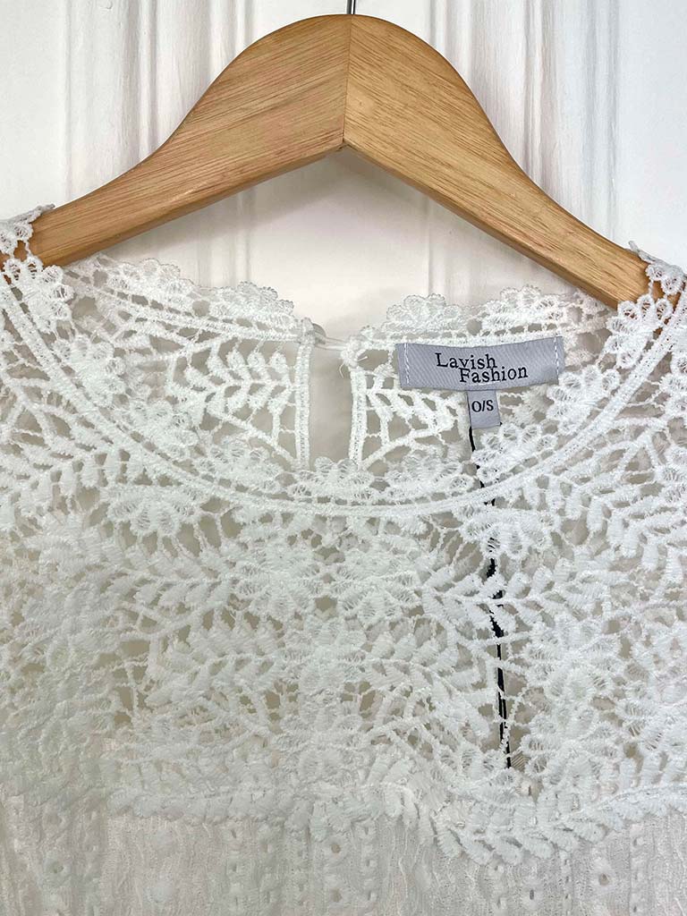 Broderie Anglaise Crochet Top - White