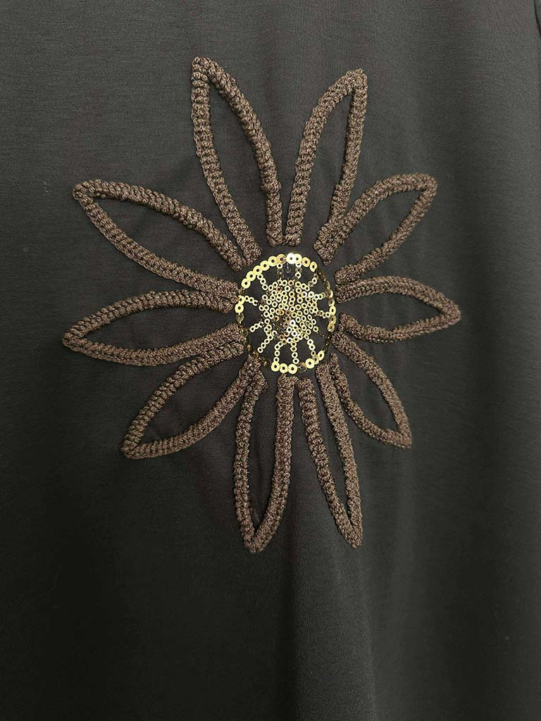 Daisy Embellished Sweatshirt - Black