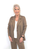 Malissa J Jersey Split Side Blazer - Coffee