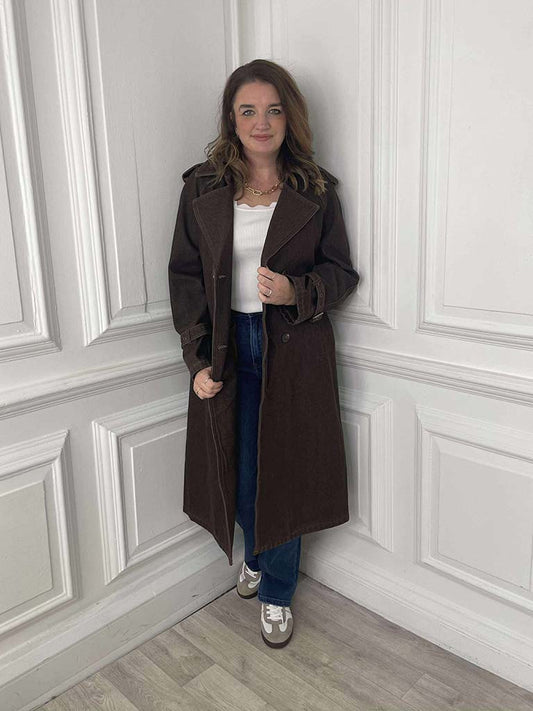 Chocolate Denim Trench Coat