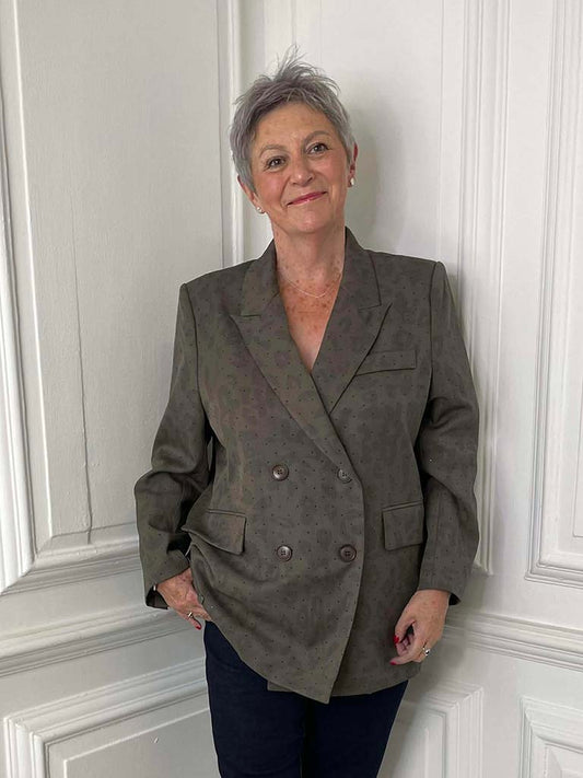 Malissa J Studded Leopard Blazer - Clay