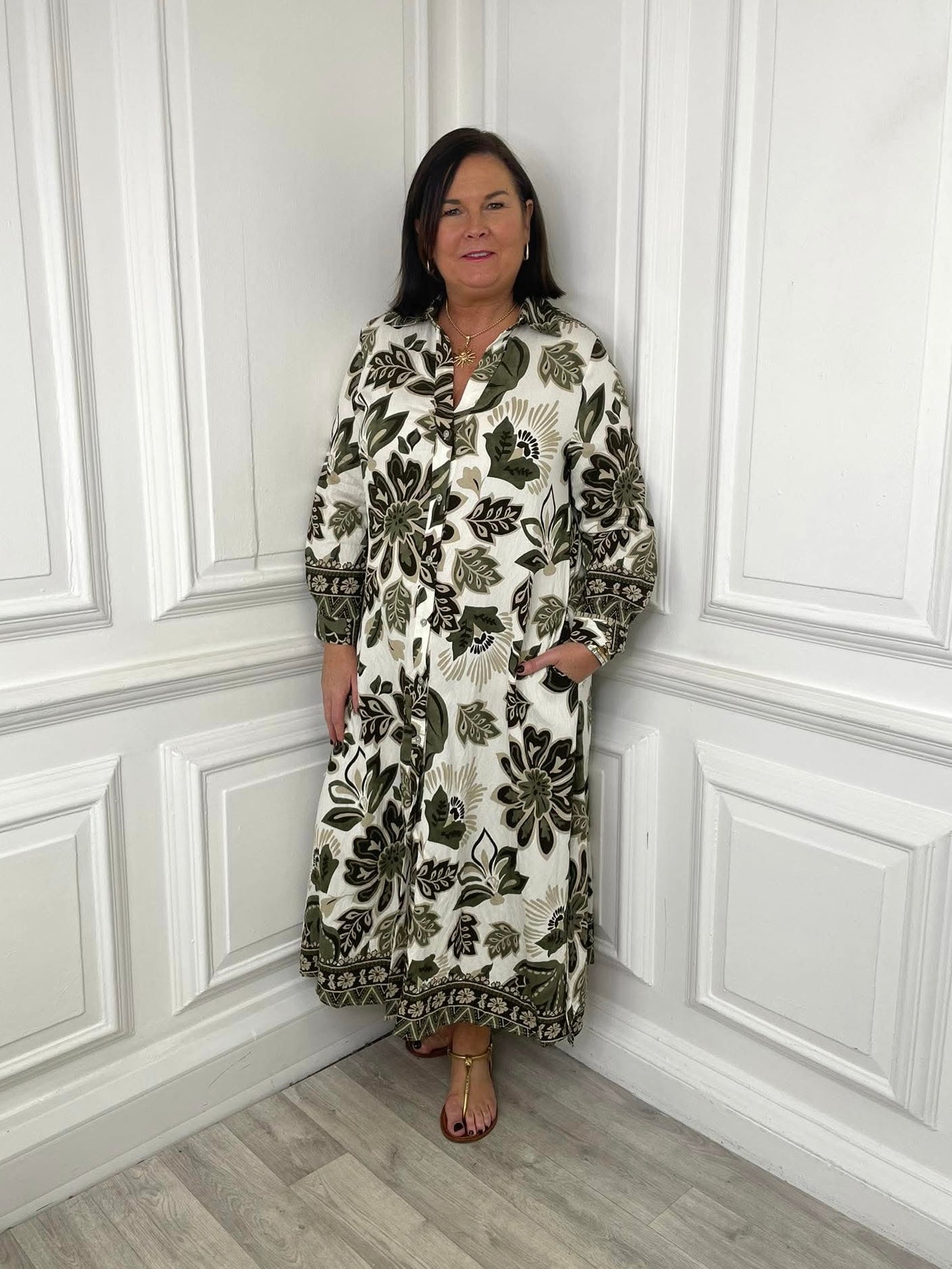 Malissa J Botanic Shirt Dress - Khaki