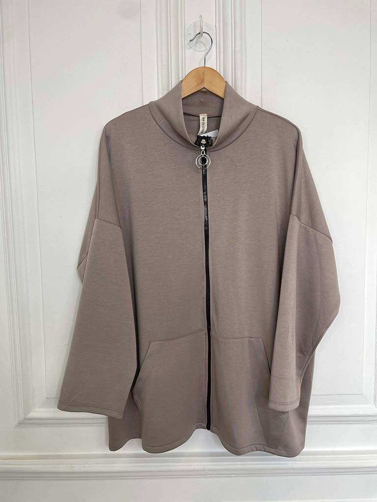 Sports Luxe Zip Up Jacket - Latte