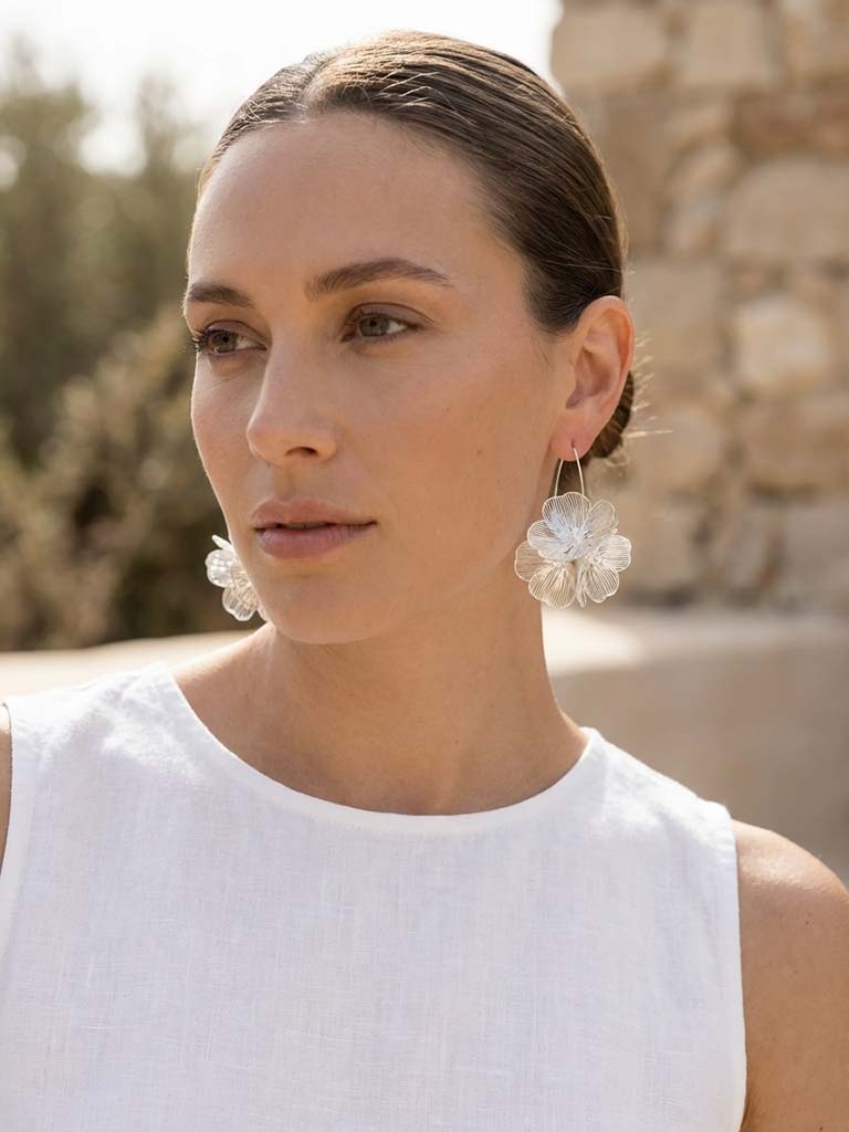 Envy Flower Earrings - Silver