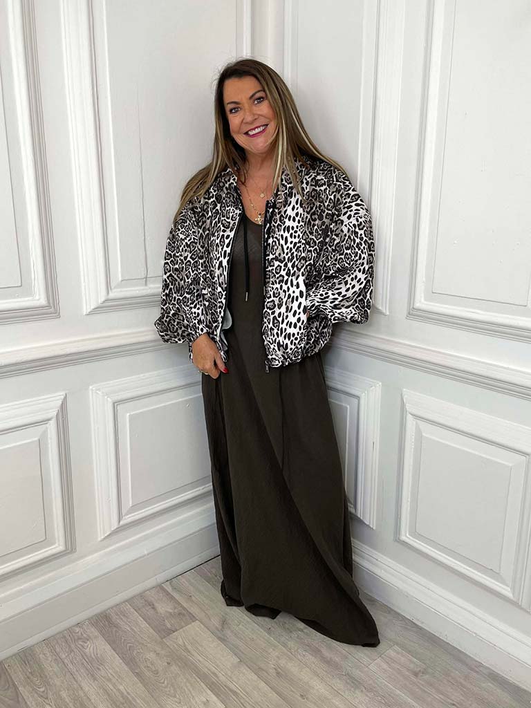 Malissa J Hooded Zip Leopard Jacket