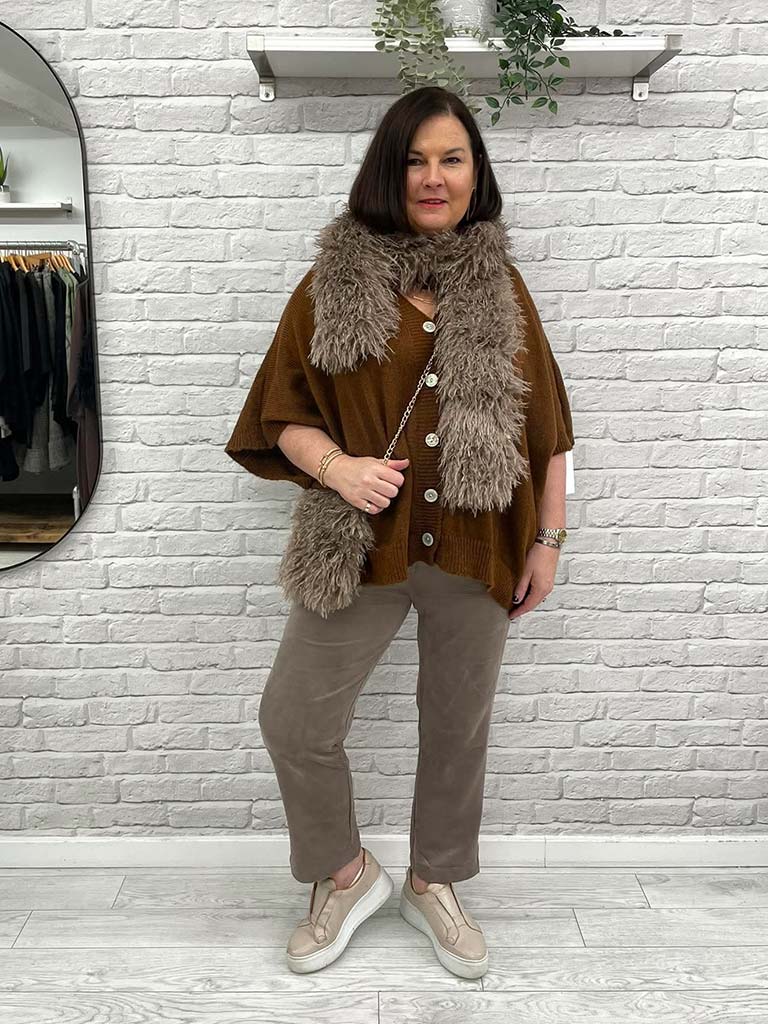 Slouchy Batwing Cardigan - Toffee