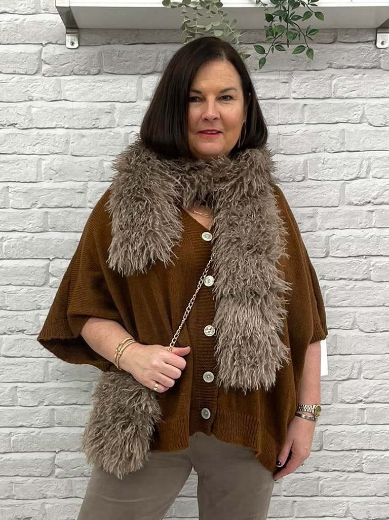 Slouchy Batwing Cardigan - Toffee