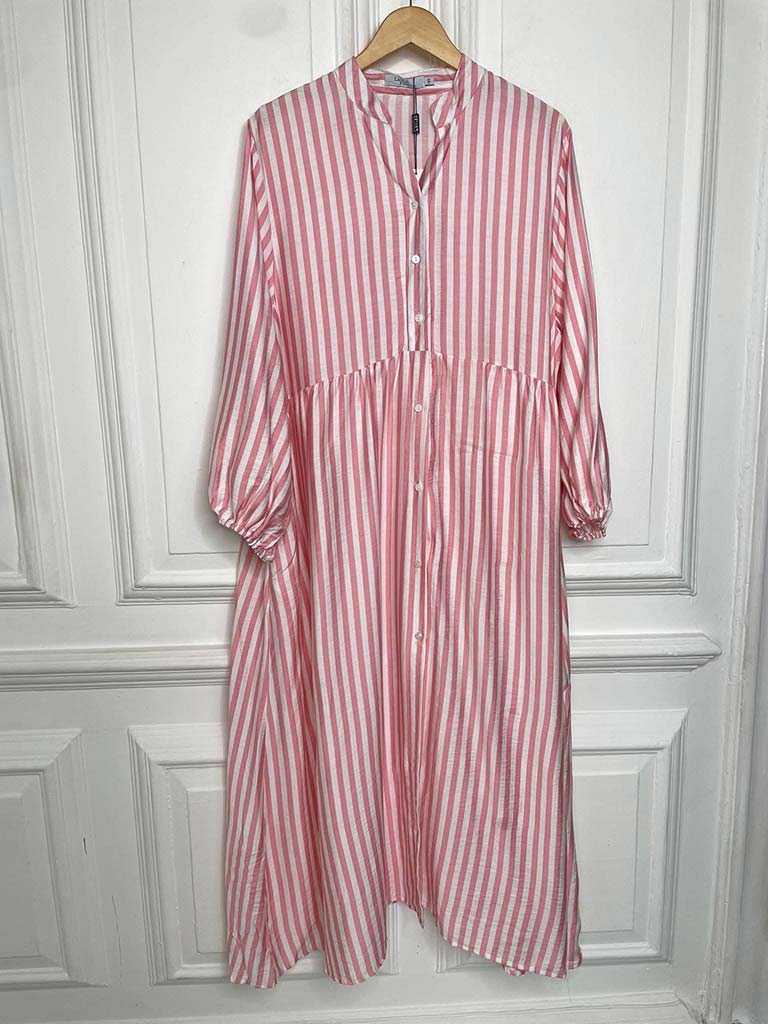 Striped Maxi Dress - Flamingo